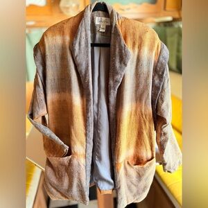 Vintage Cynthia Helene silk tie-dyed, open-front jacket blazer